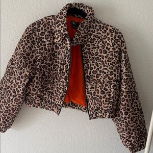 Zara Women's Brown Leopard Bomber Jacket